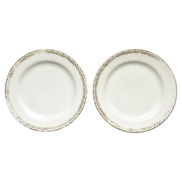 Platos de cerámica para pan Greek Key de Haviland France Limoges - Juego de 2 circa 1900s