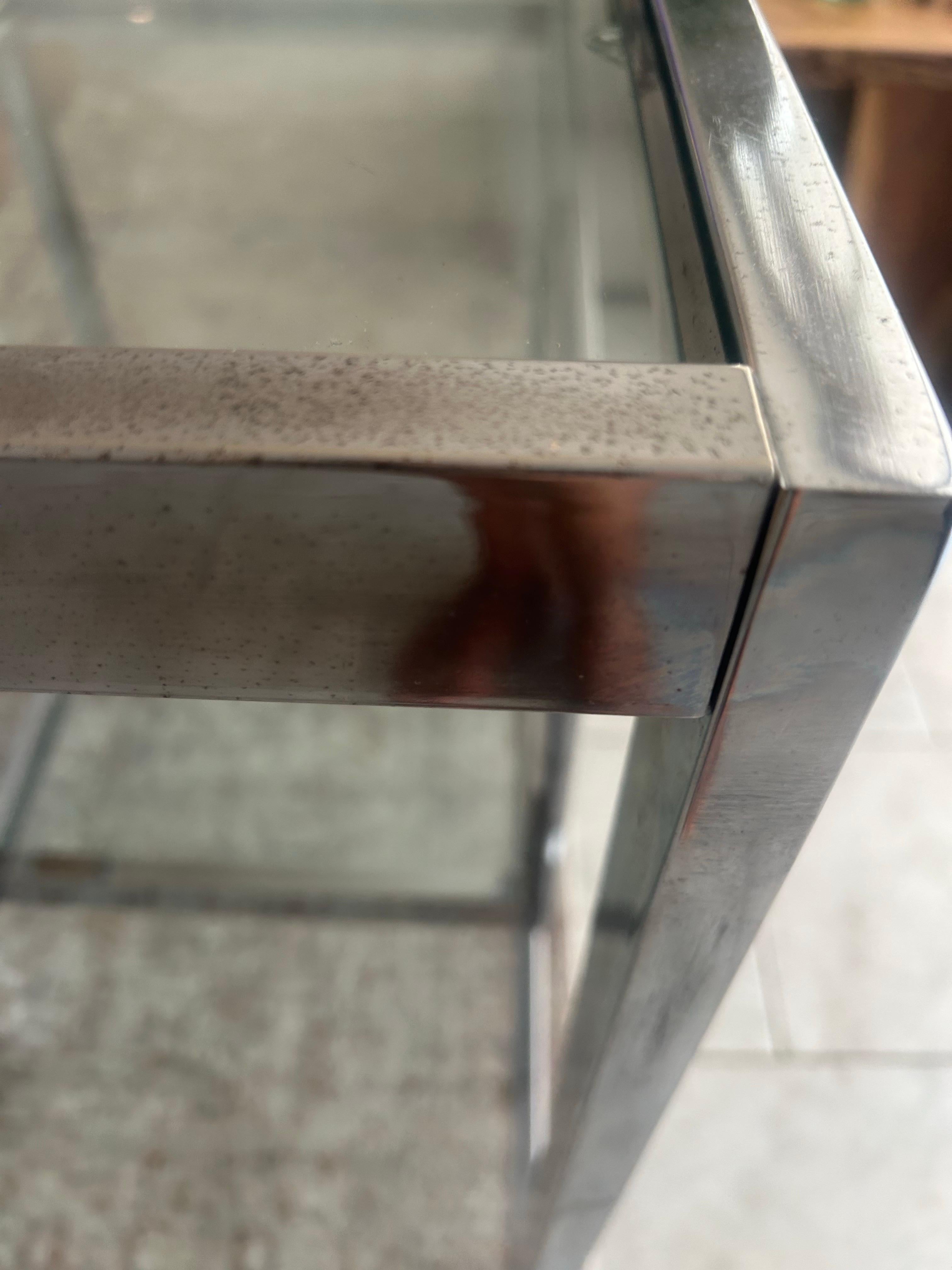 Greek key chromed  steel bar  cart after Milo Baughman For Sale 4