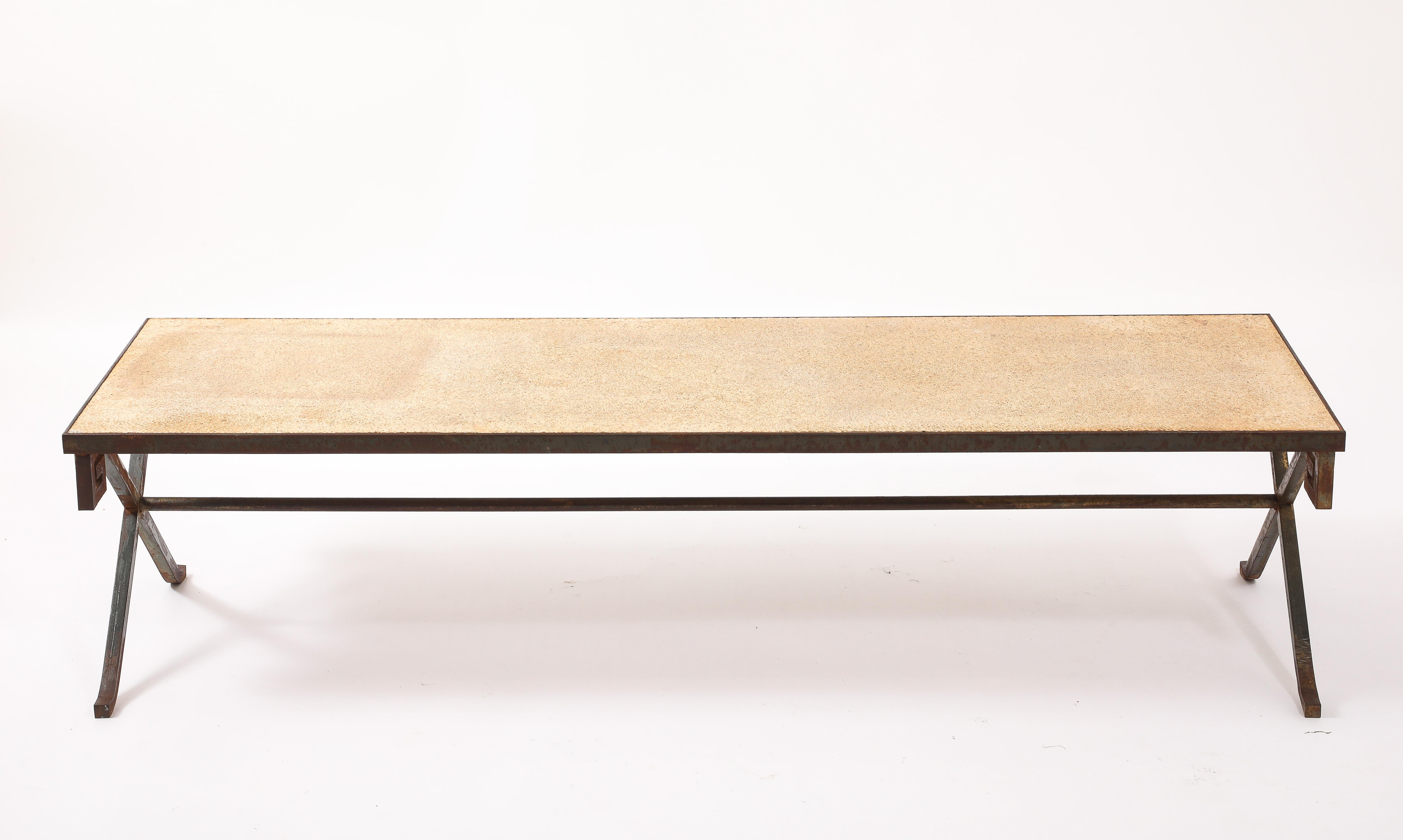 Mid-Century Modern Greek Key Coffee Table, France 1940's For Sale