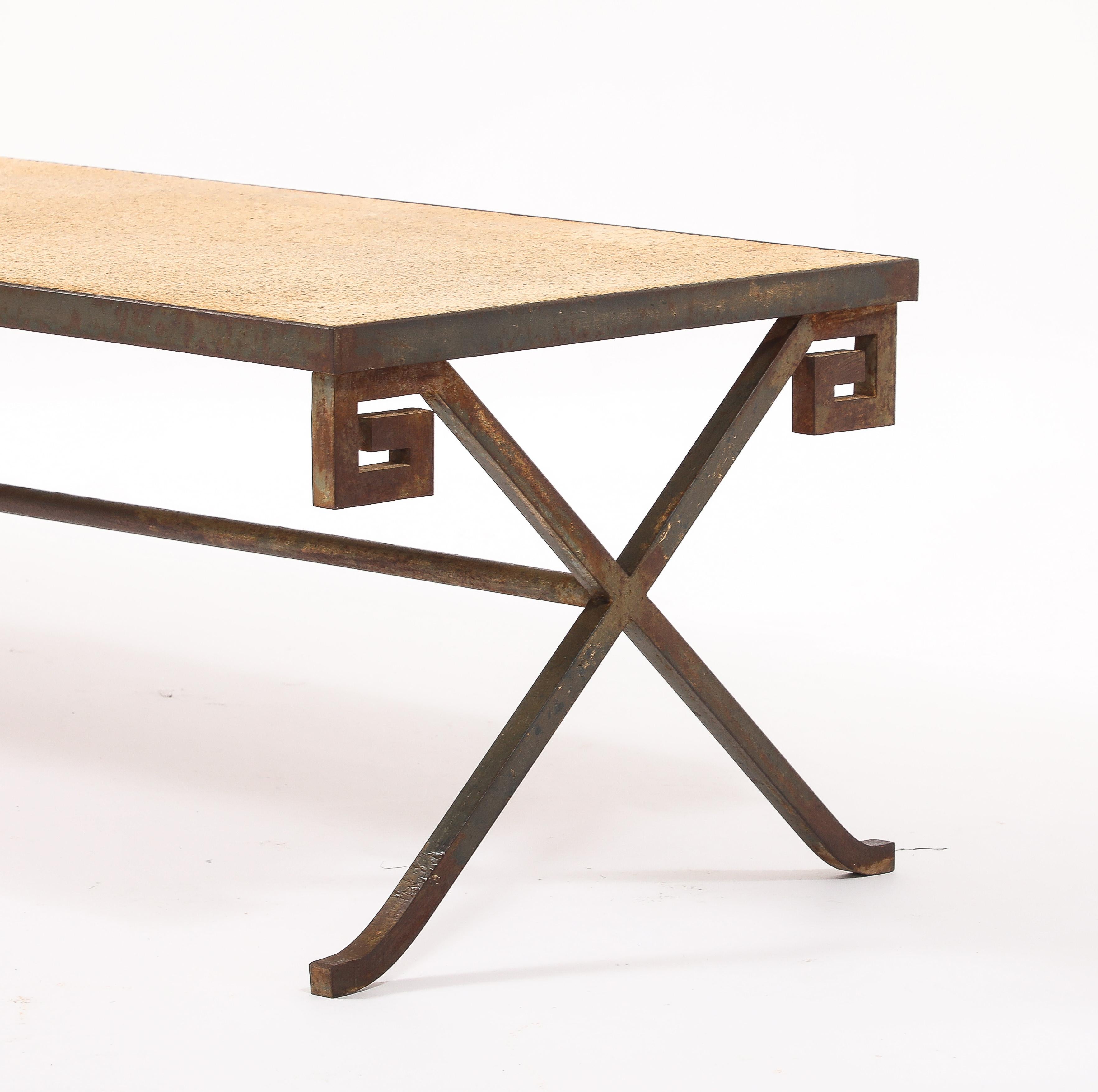 Wrought Iron Greek Key Coffee Table, France 1940's For Sale