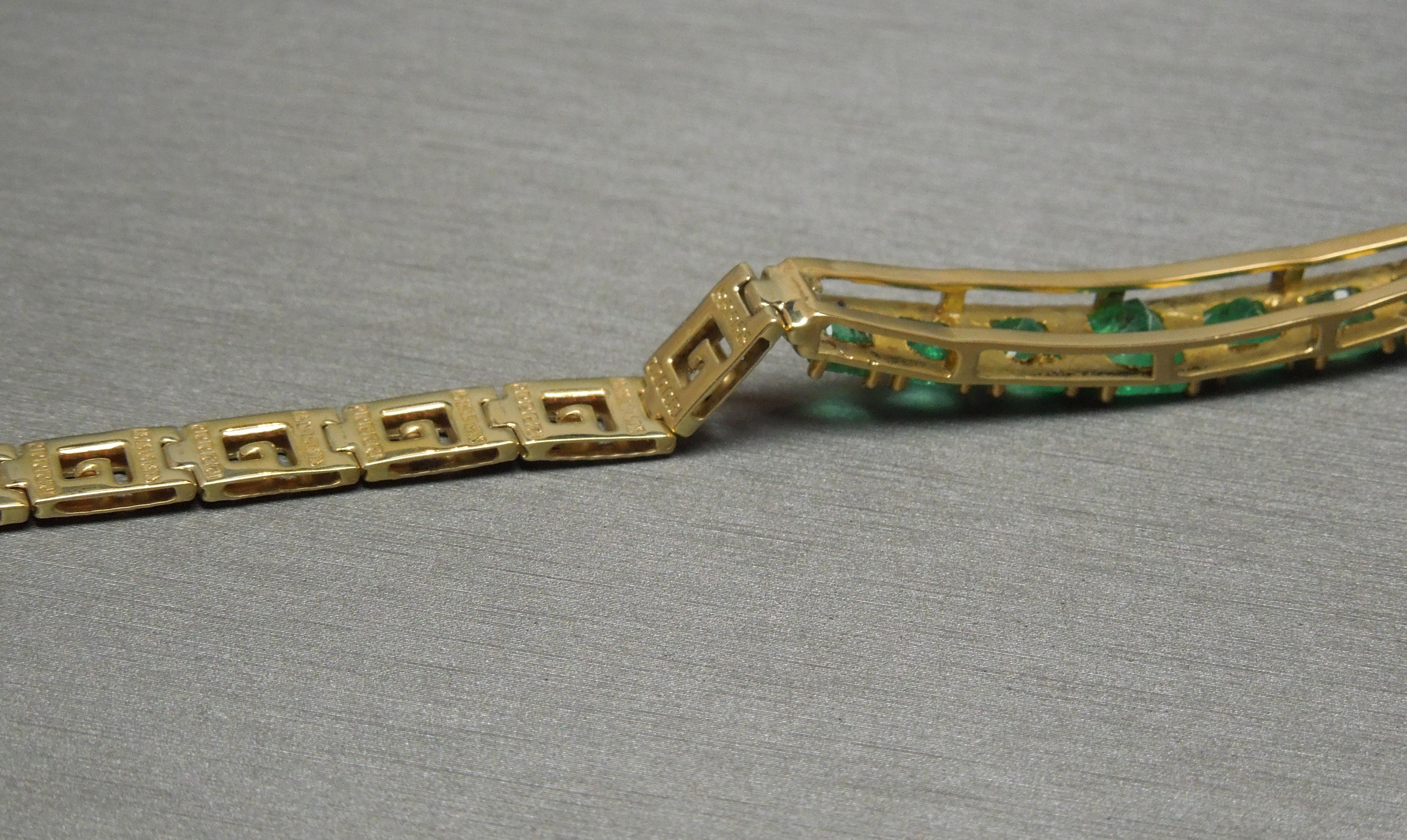 Greek Key Colombian Emerald Bracelet For Sale 2