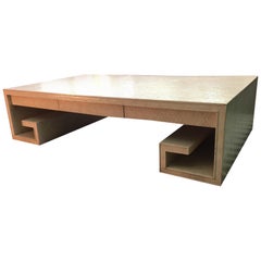 Greek Key Crackle Lacquer Coffee Table by Thomas Pheasant for Baker