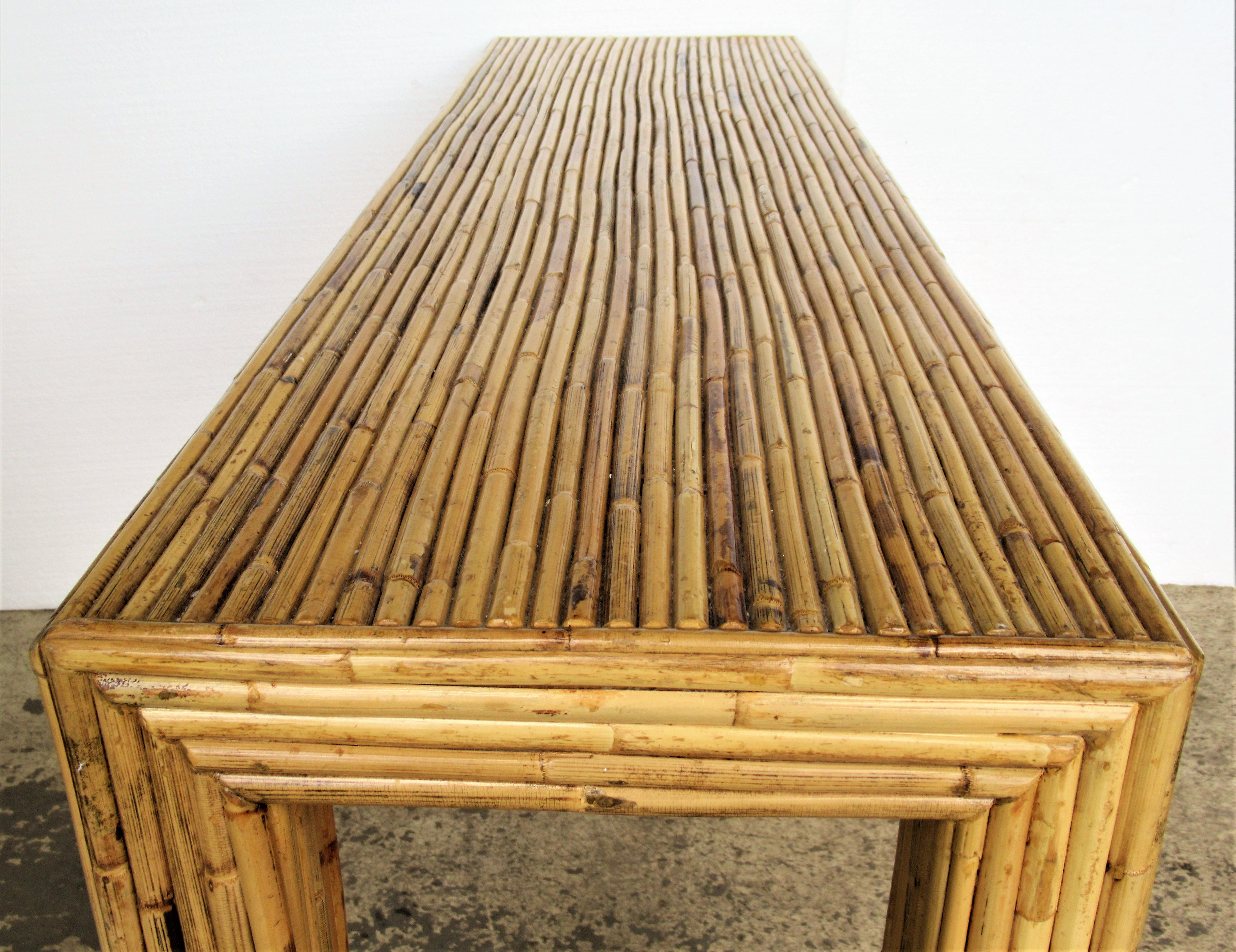 Greek Key Design Bamboo Console Table 4