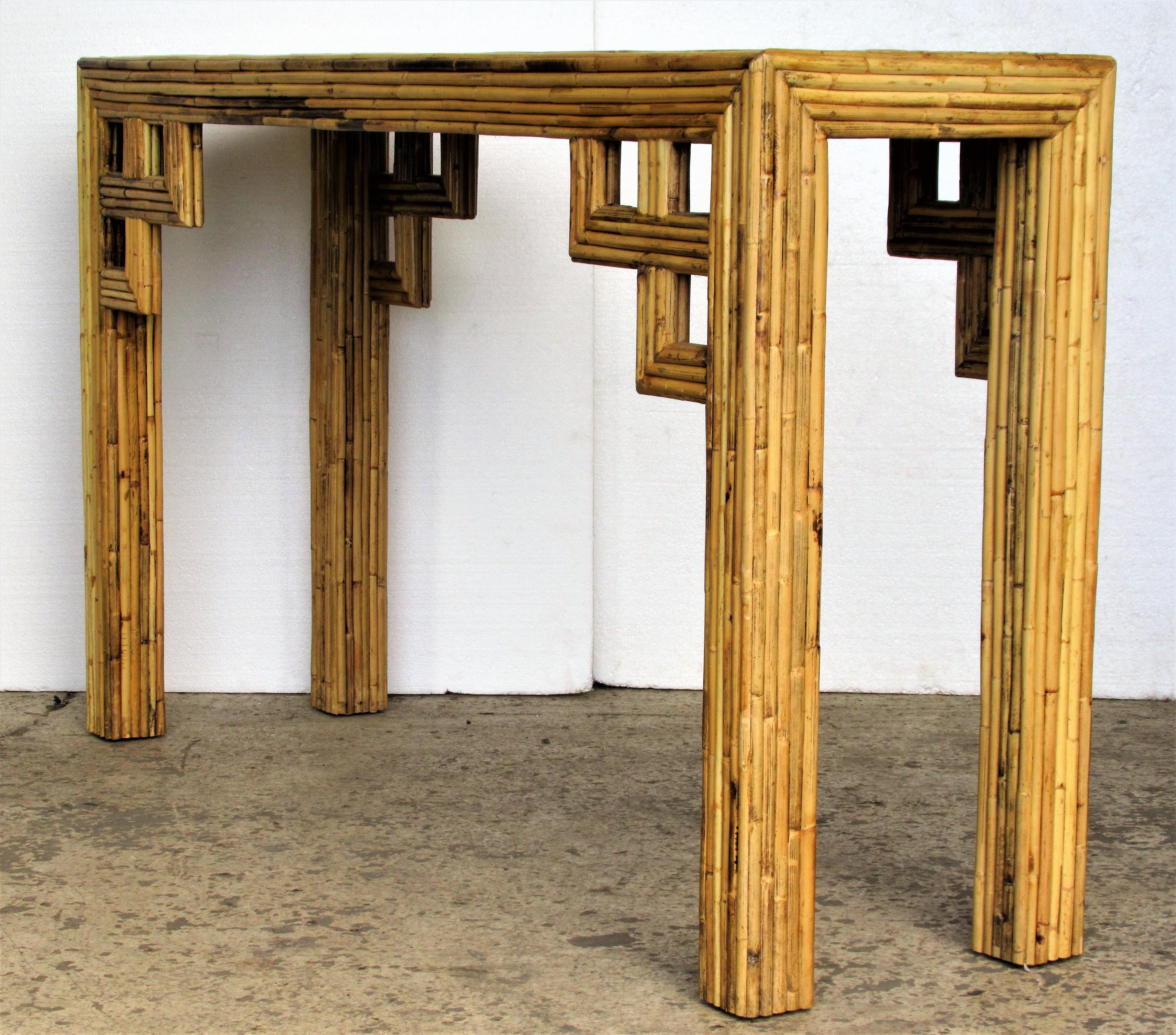 Greek Key Design Bamboo Console Table 9