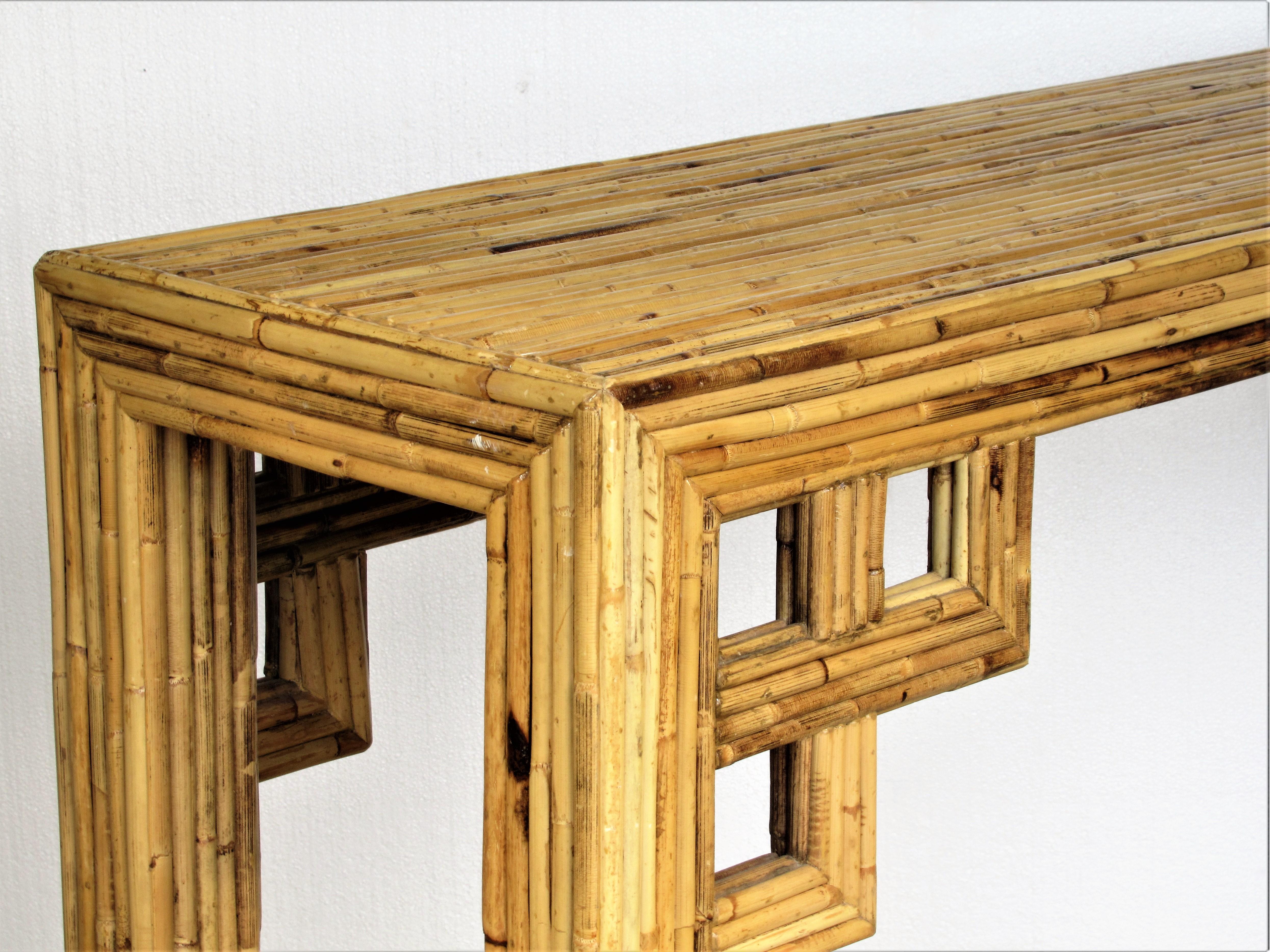 Greek Key Design Bamboo Console Table 10