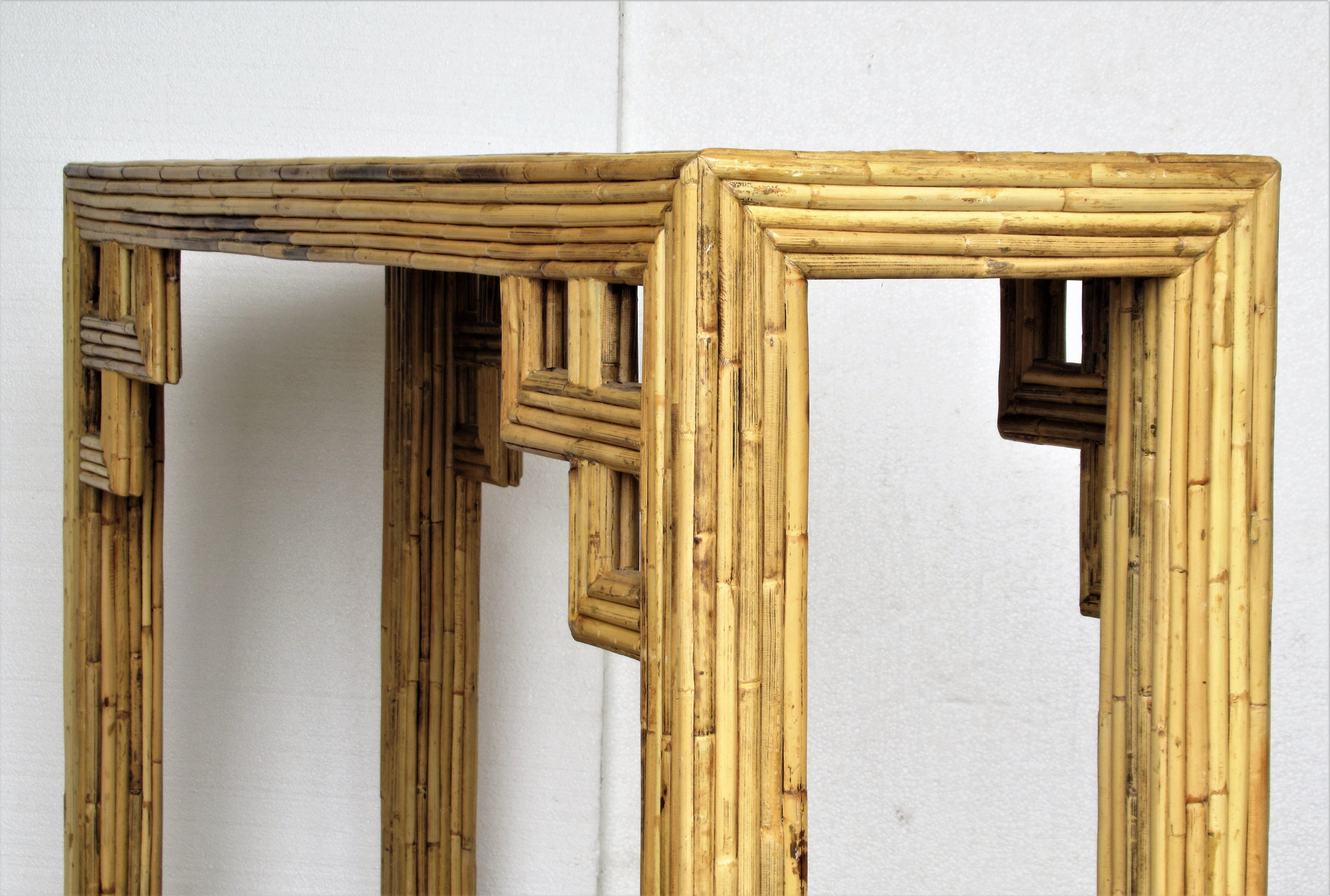 Greek Key Design Bamboo Console Table 13