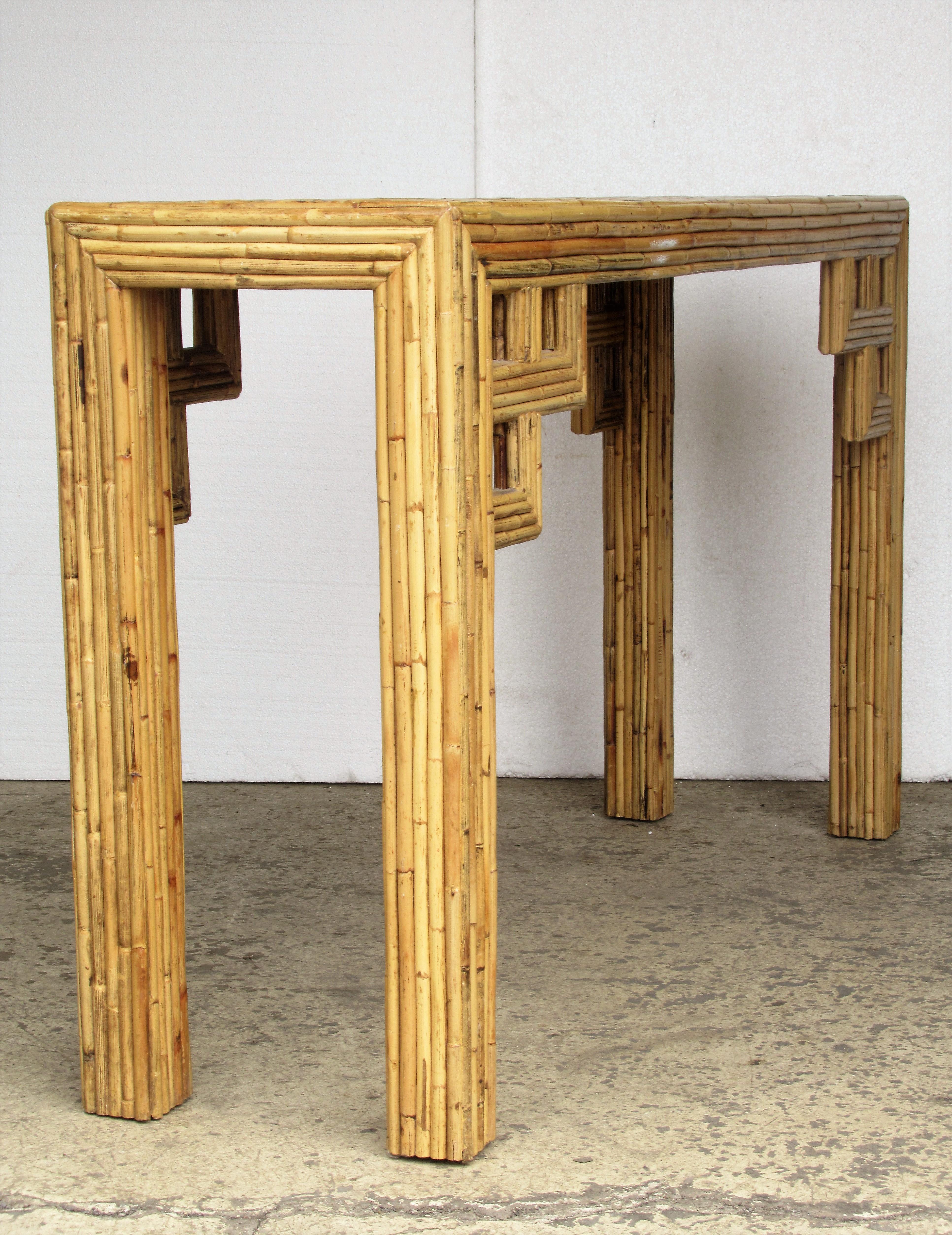 Greek Key Design Bamboo Console Table 14