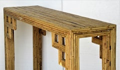 Greek Key Design Bamboo Console Table