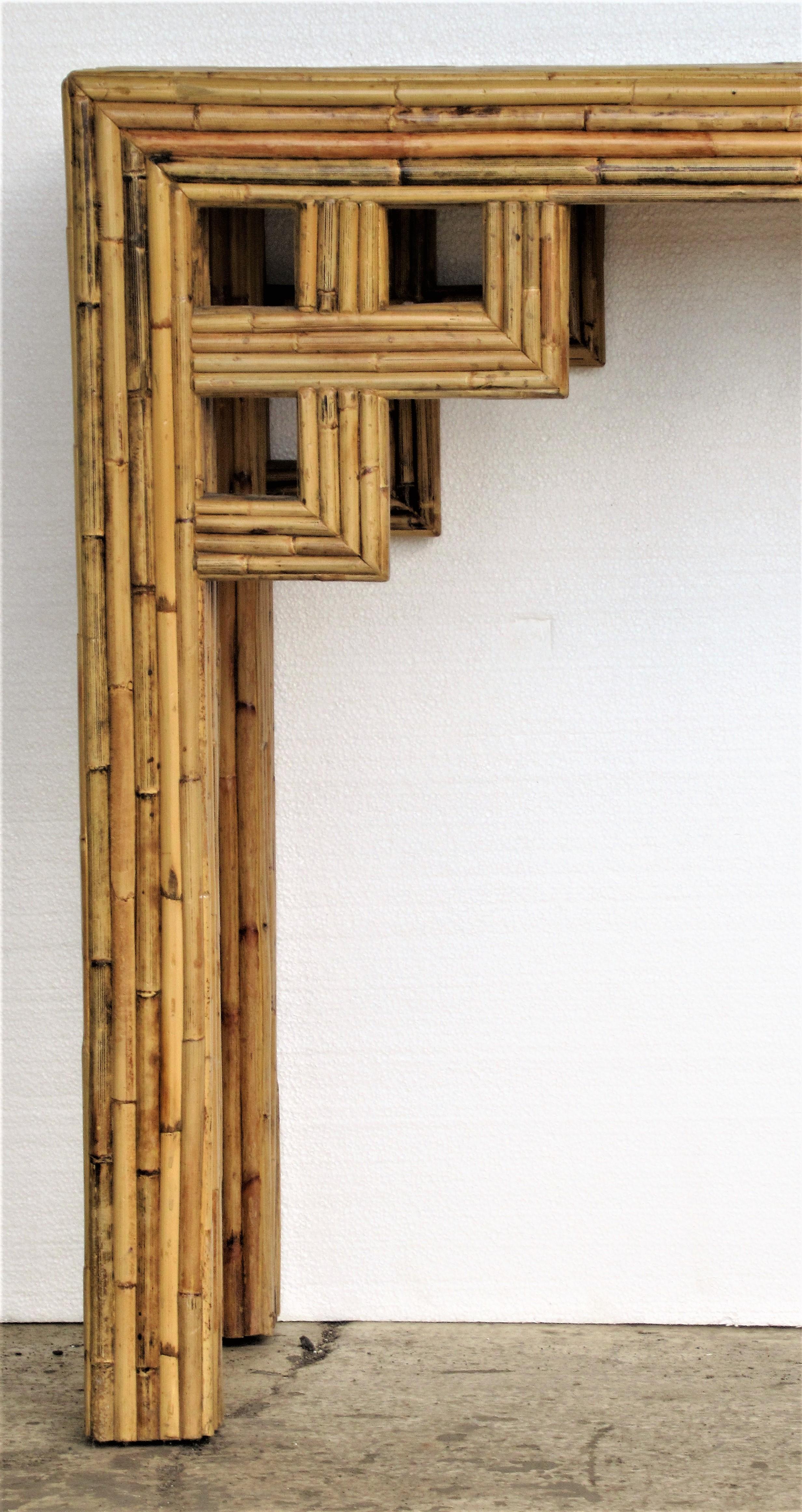 20th Century Greek Key Design Bamboo Console Table