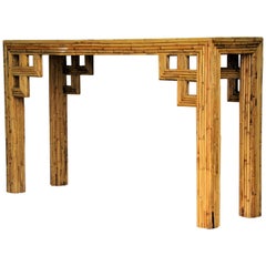 Greek Key Design Bamboo Console Table