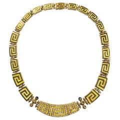 Greek Key Design Diamond Graduating Collar Necklace