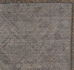 Greek Key Design High Low Rug in Gold Charcoal