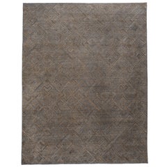 Greek Key Design High Low Rug in Gold Charcoal