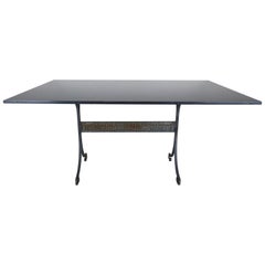 Greek Key Iron and Marble Bistro Table, circa 1940s