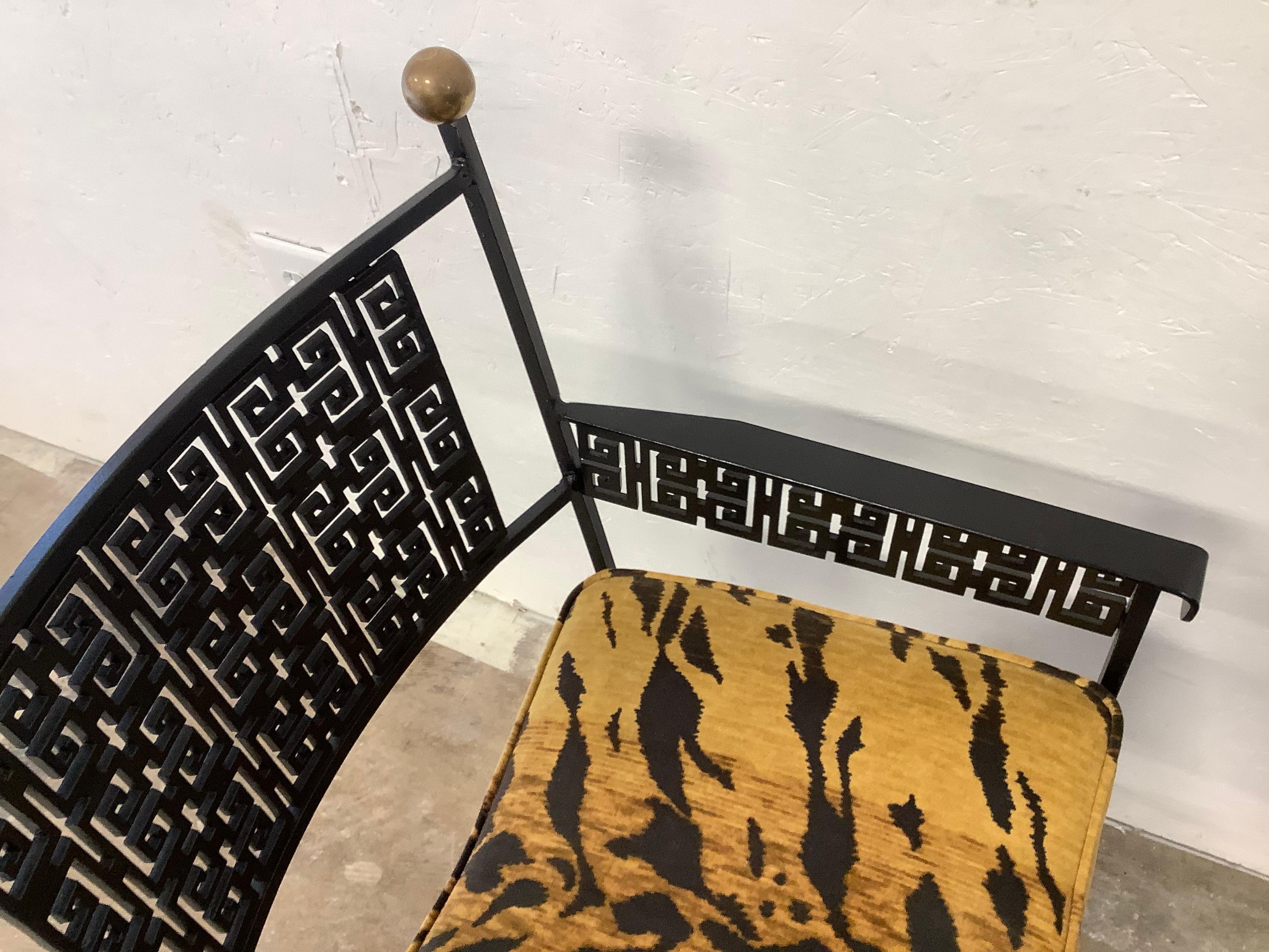 Greek Key Iron Arm Chairs, a Pair 3