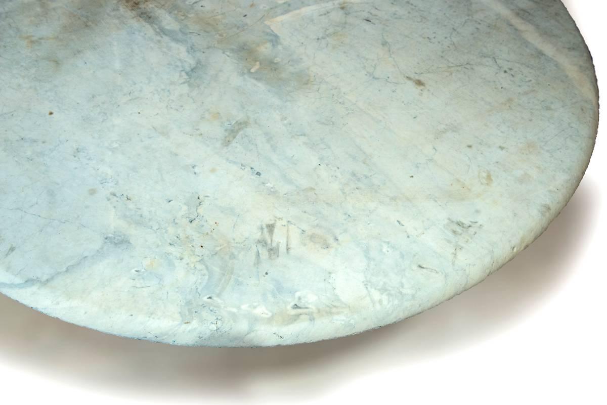 French Greek Key Iron Base Marble-Top Table