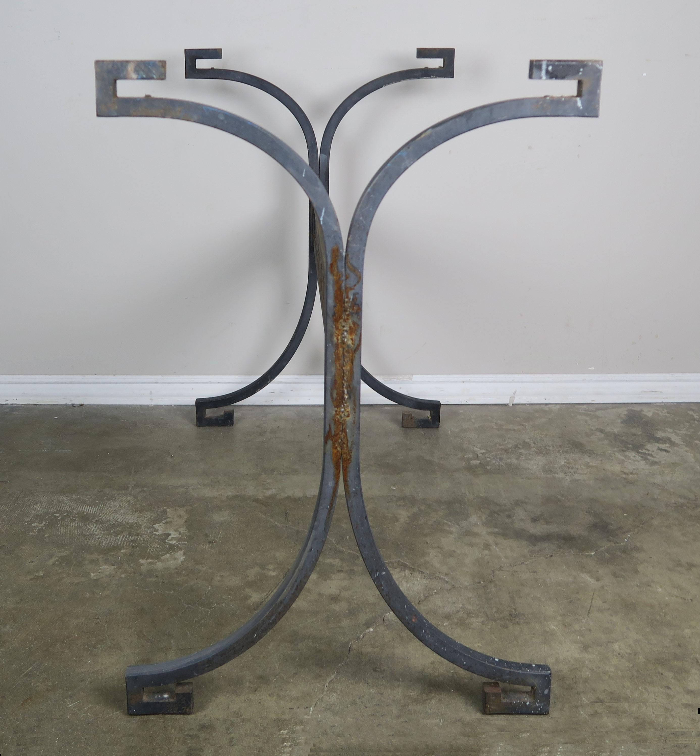 Mid-20th Century Greek Key Iron and Marble Bistro Table, circa 1940s