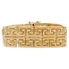 Greek Key Link Bracelet 7" - Yellow Gold 14k