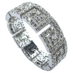 Greek Key Maze Geometric Pavé Diamond Eternity Band Ring in 18K Rose Gold
