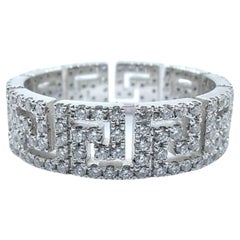 Greek Key Maze Geometric Pavé Diamond Eternity Band Ring in 18K Rose Gold