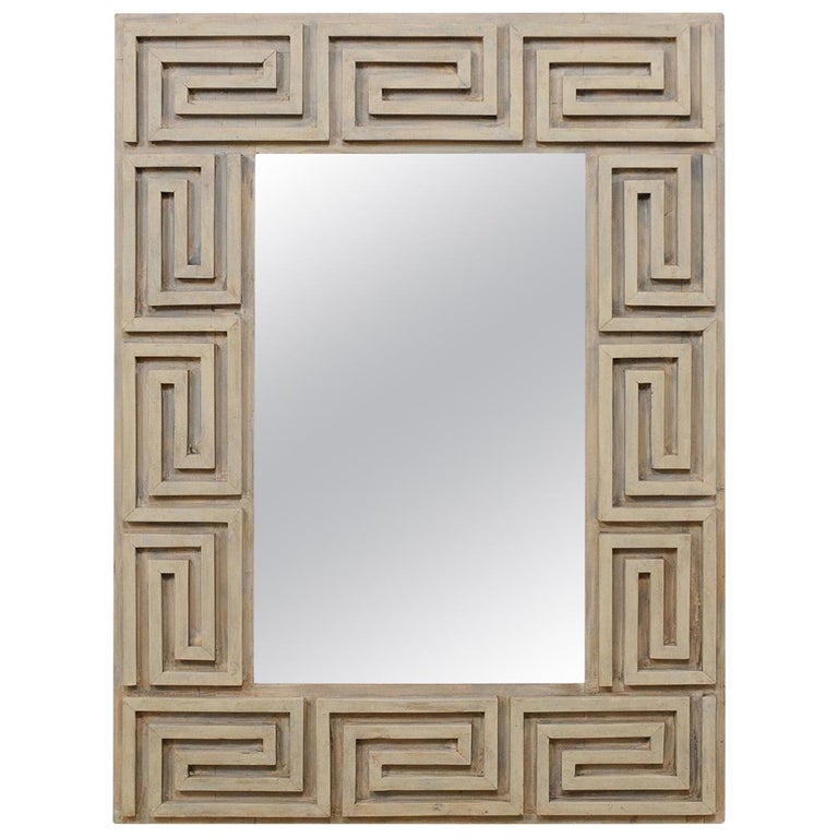 Greek Key Motif Carved And Painted Wood Rectangular Wall Mirror For At 1stdibs Greek Key Motif Carved And Painted Wood, Custom Wood Wall Mirror
