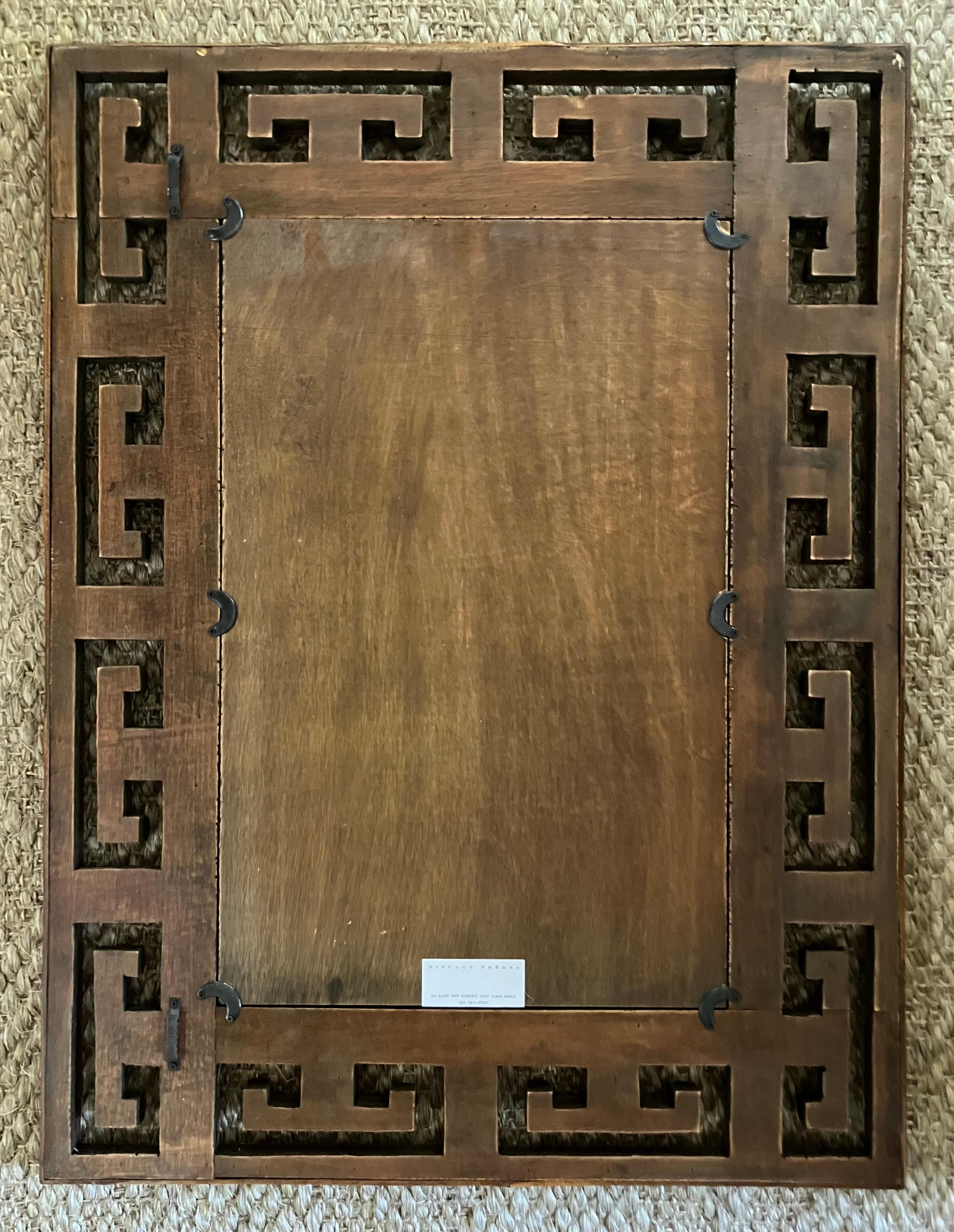 20th Century Greek Key Rattan Mirror For Sale