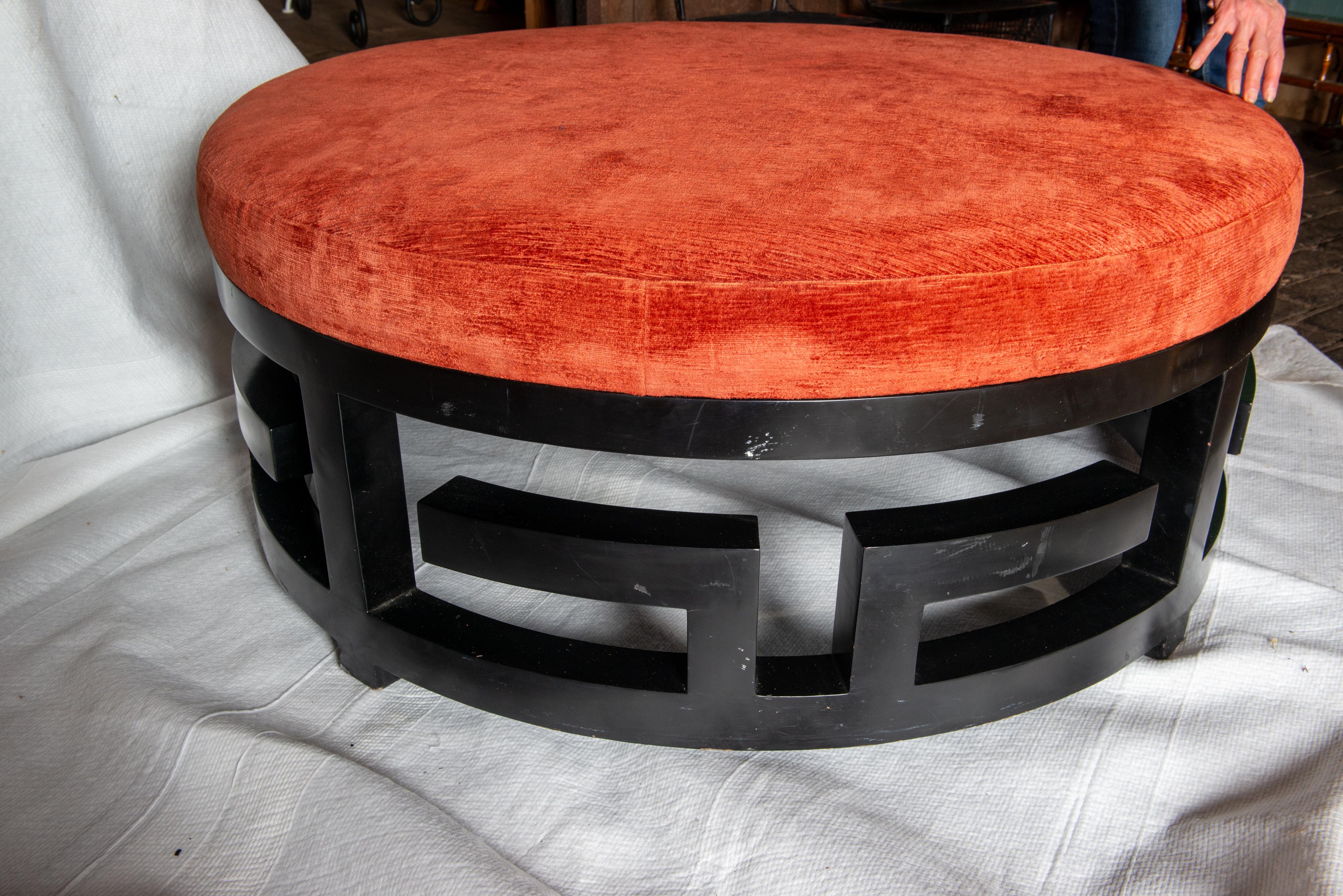 Greek Key Round Ottoman For Sale 3