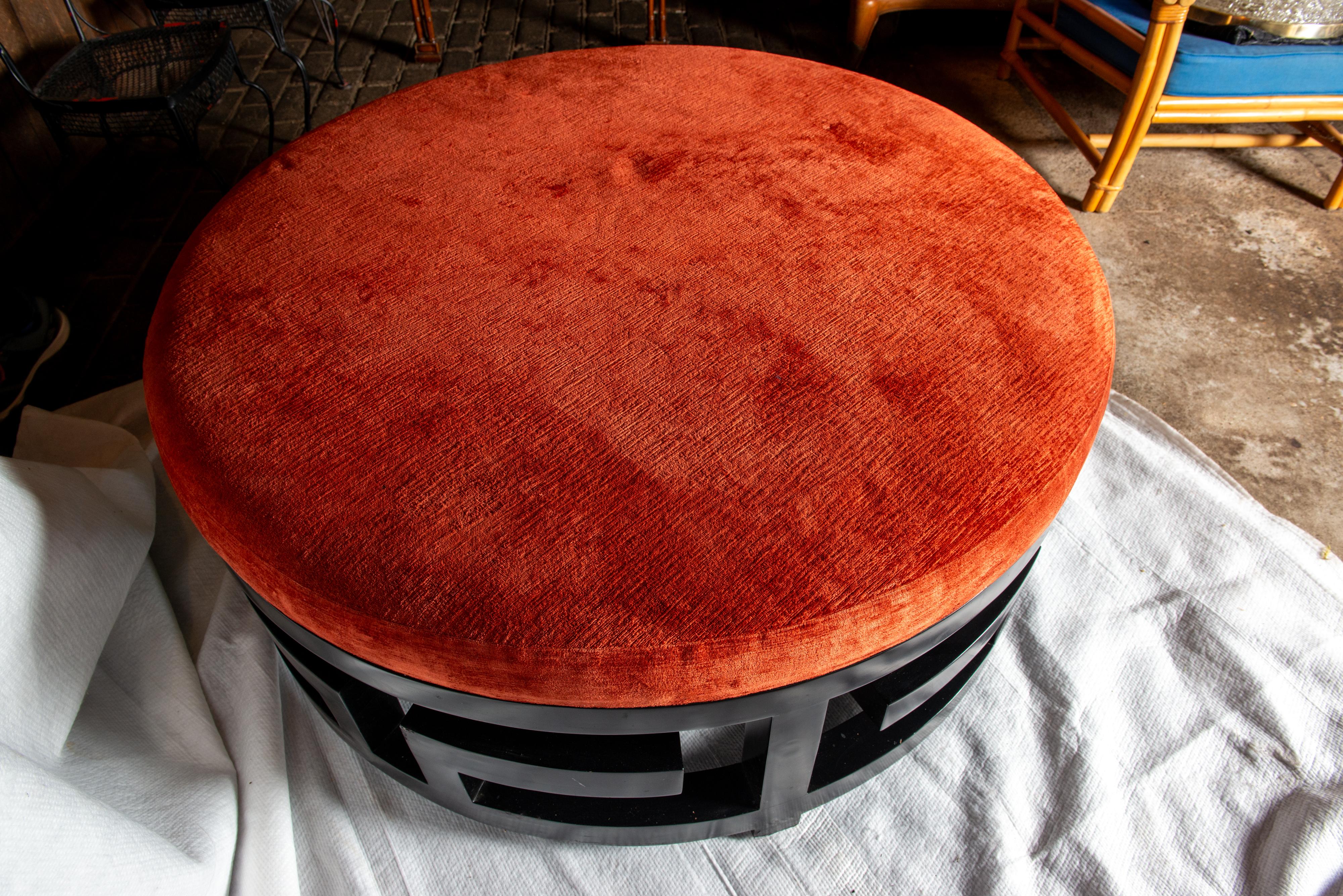 Greek Key Round Ottoman For Sale 4