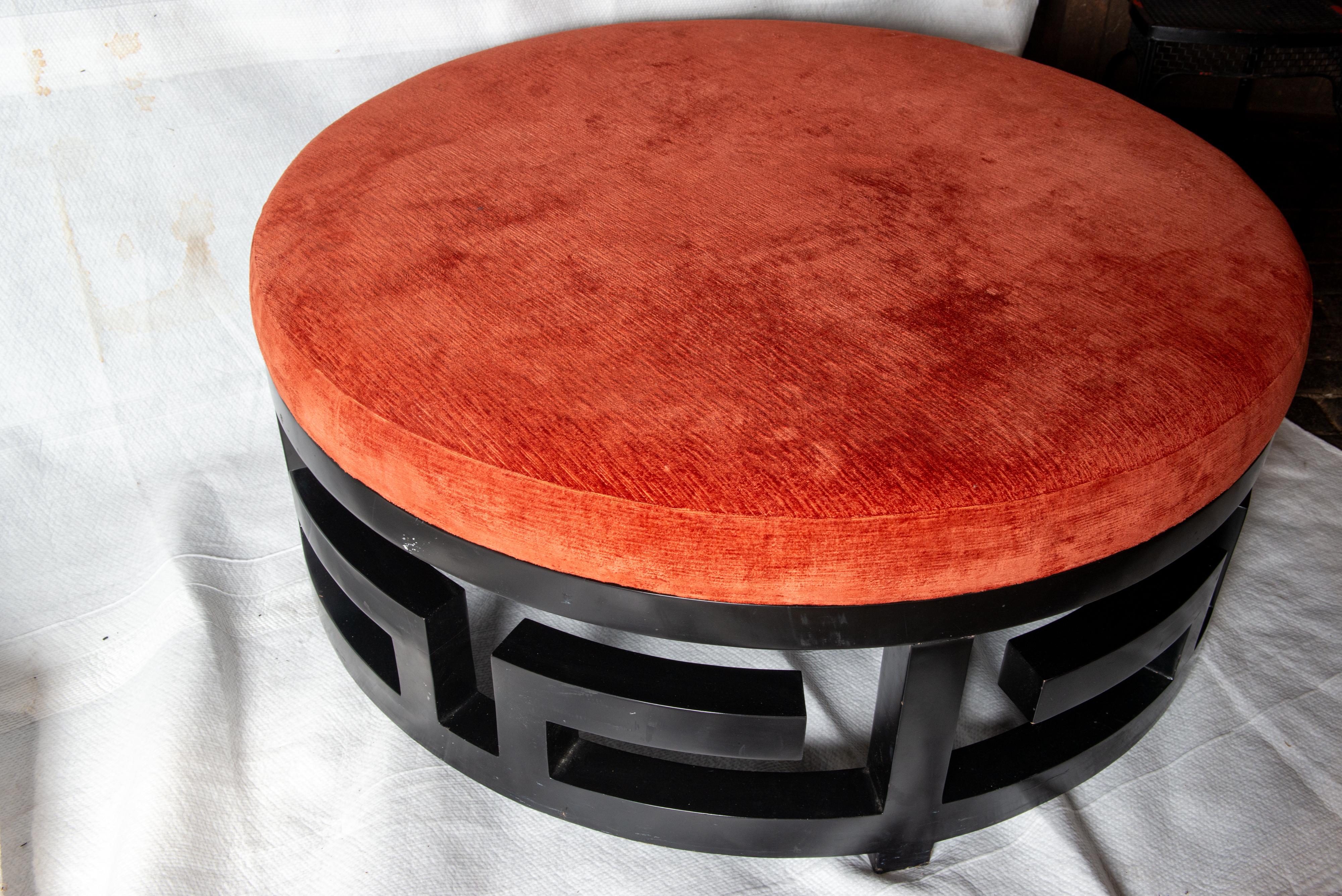 Greek Key Round Ottoman For Sale 1