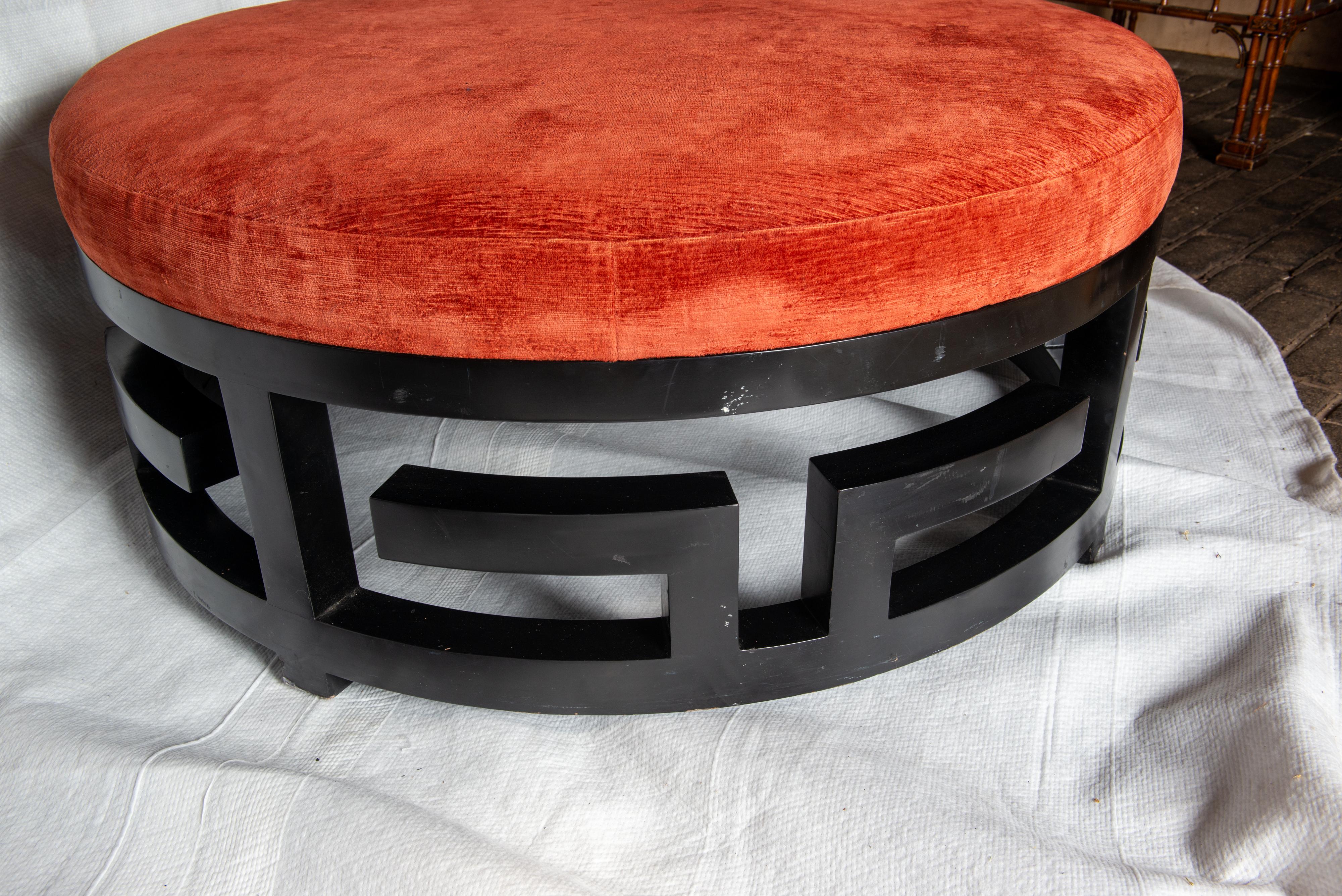 Greek Key Round Ottoman For Sale 2
