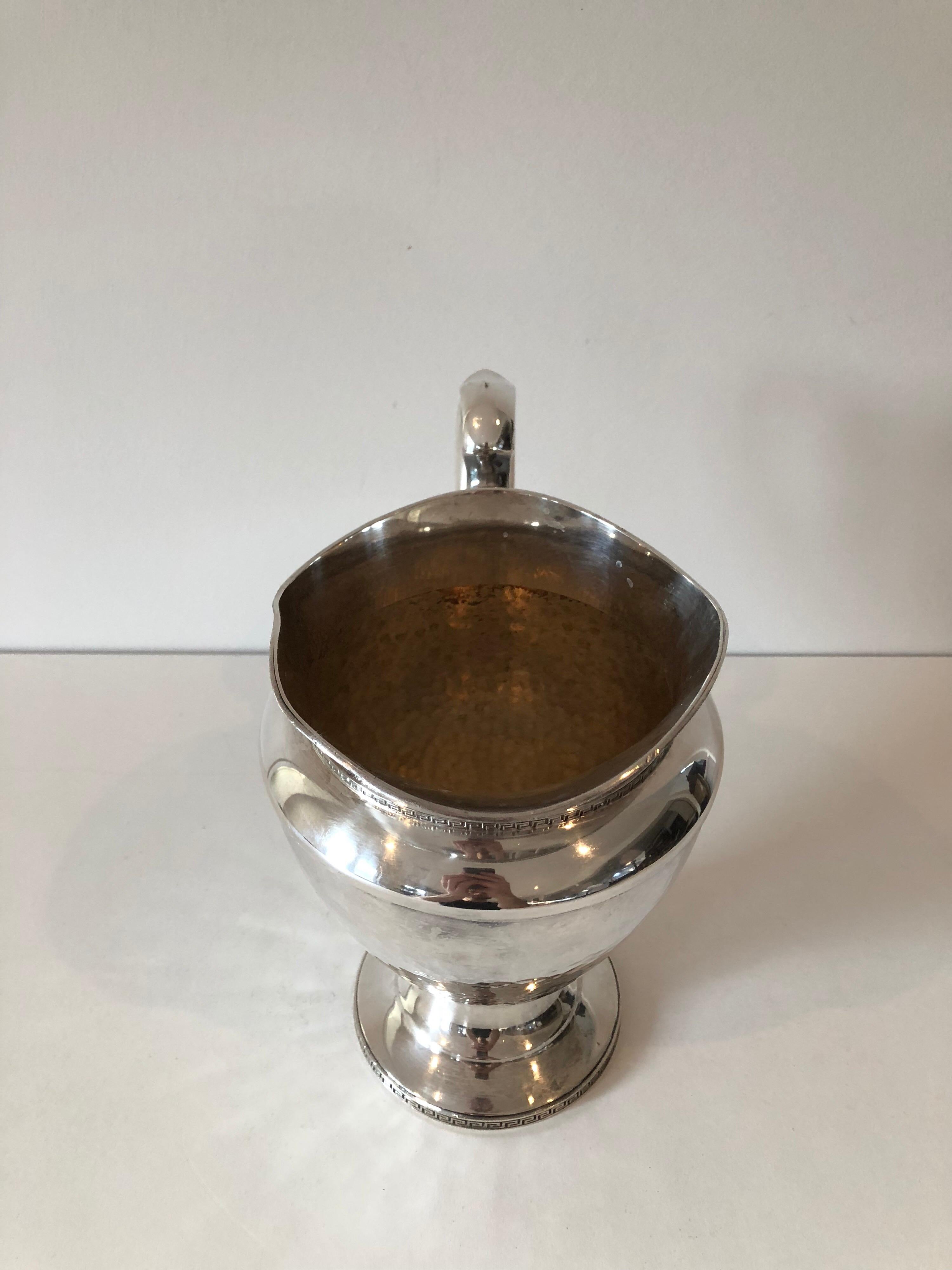 Greek Key Silver Plated Pitcher In Excellent Condition In Stockton, NJ