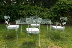 Tavolo e sedie in ferro battuto Greek Key di Salterini