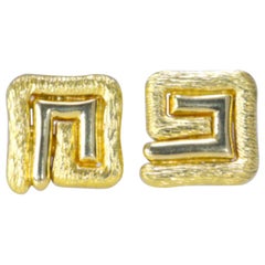 Greek Key Yellow Gold 18 Karat Earrings 22.90 Grams