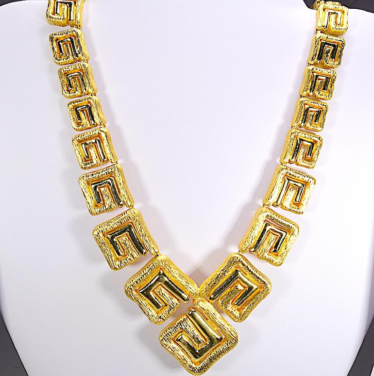 Greek Key Yellow Gold 18 Karat Necklace 166.50 Grams 1