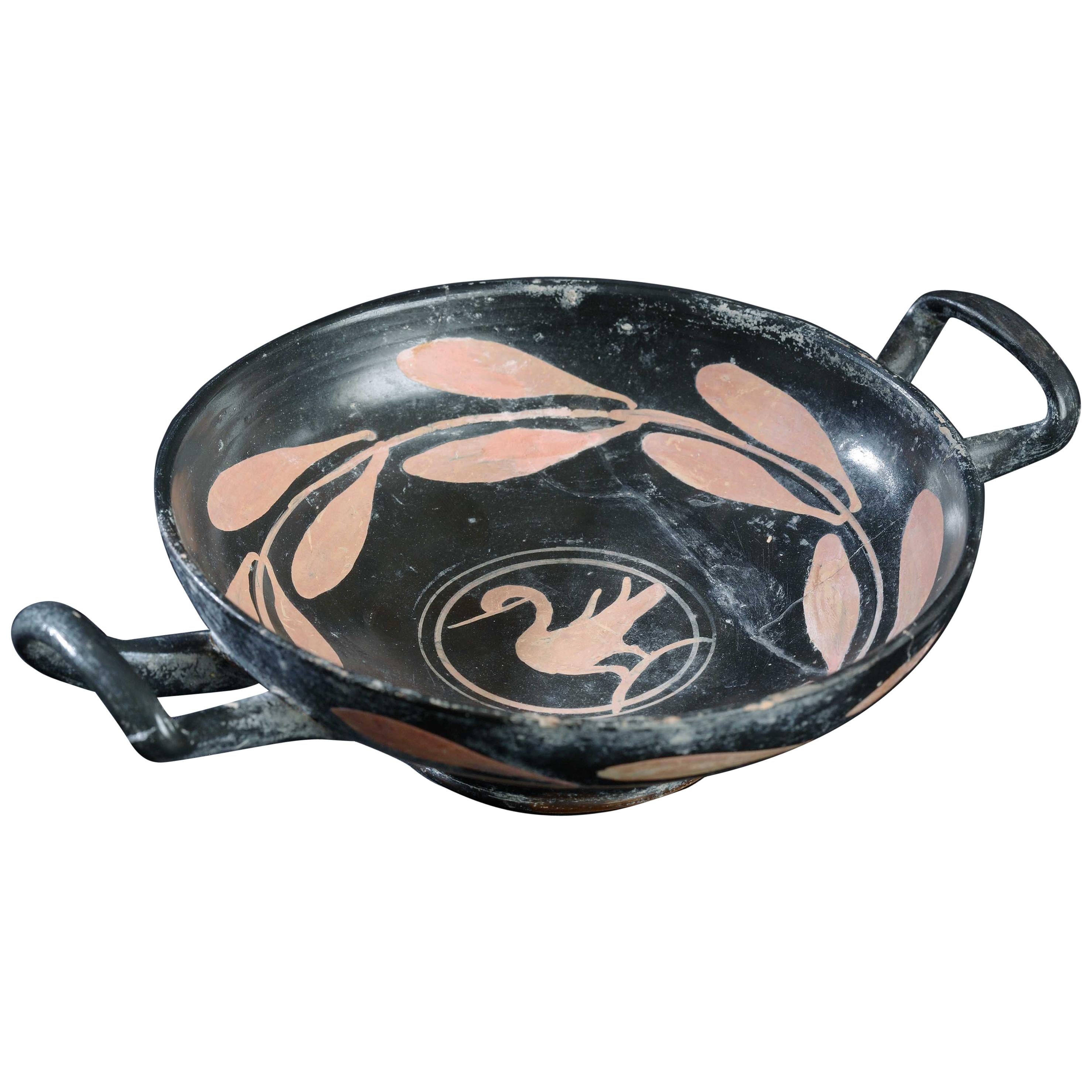 Greek Kylix depicting a Swan For Sale