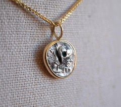 Greek Levant - Owl & Athena - Ancient Greek Coin from set in 18k Gold
