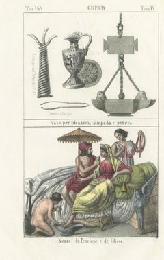 Greek Libation Vessel, Lamp and Patera with the Wedding of Penelope, 1842