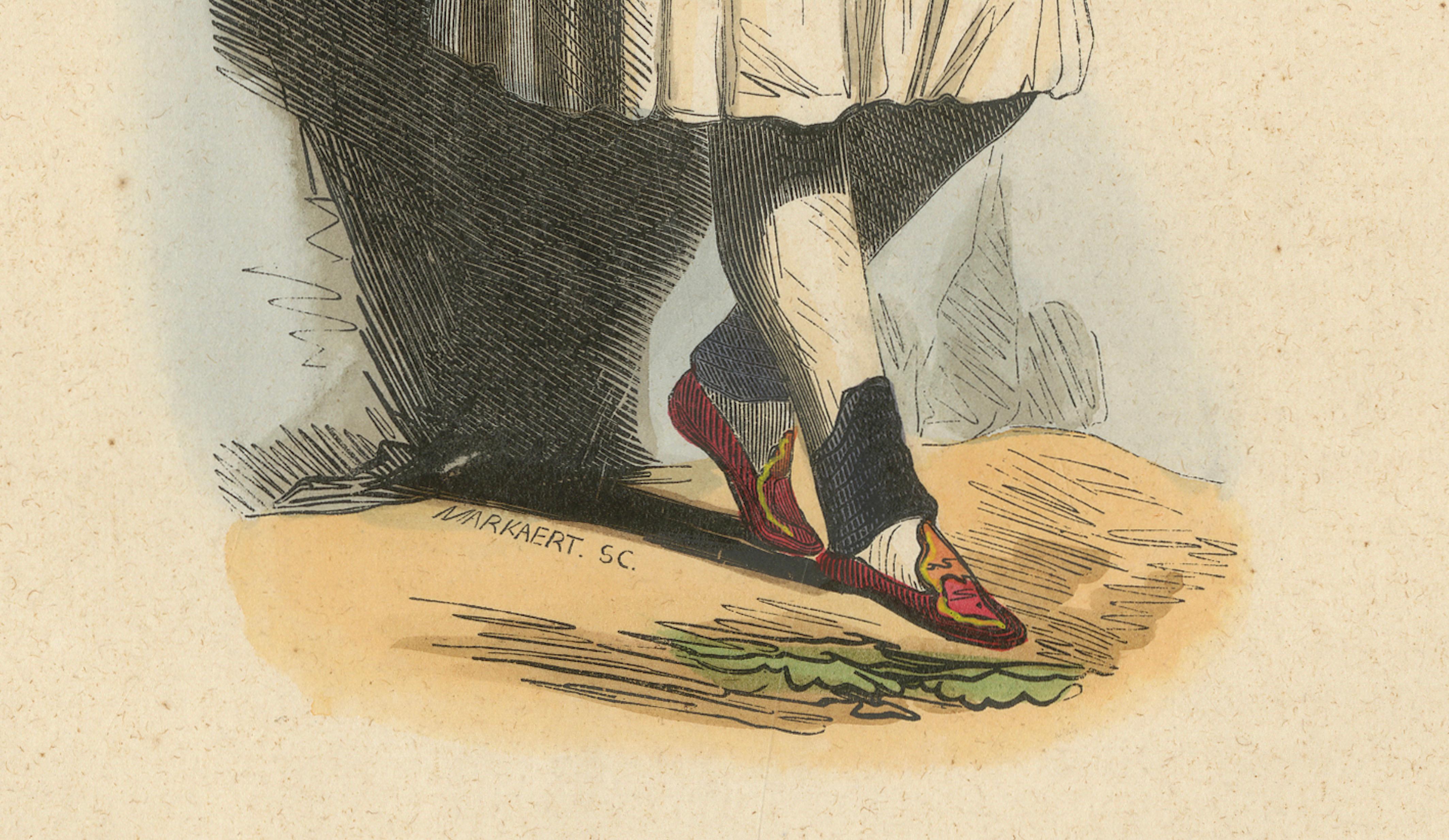 Greek Man in Traditional Dress, Hand-Coloured Lithograph, c.1845