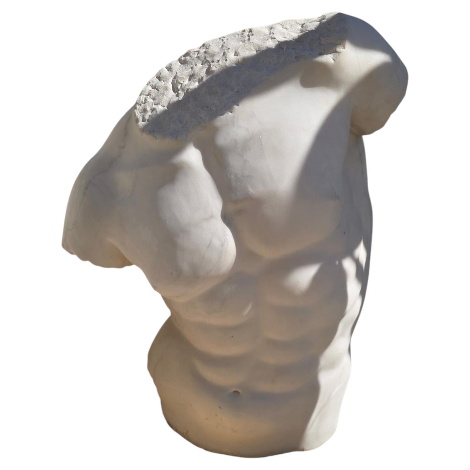 Sculpture représentant un torse en marbre grec, Italie, années 1970