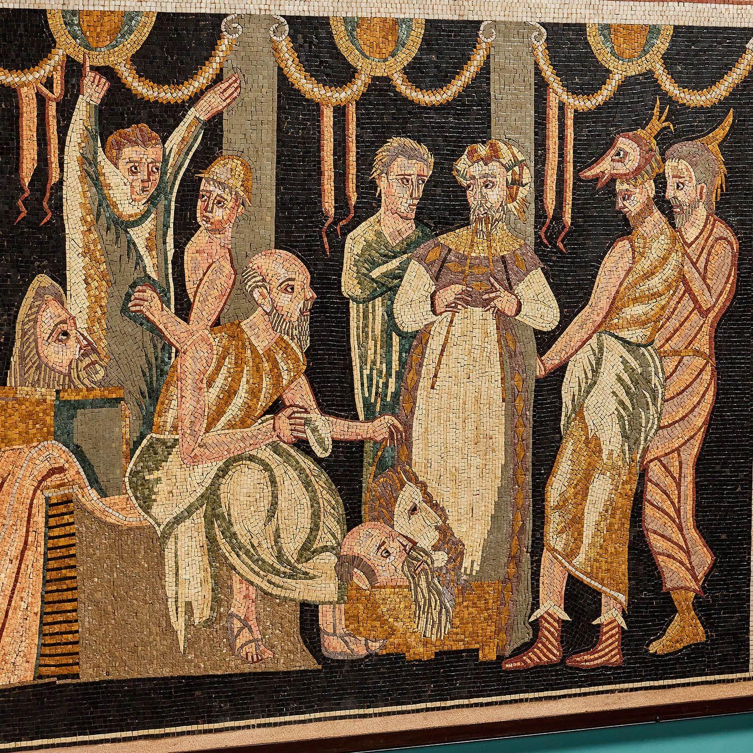 Greek Revival Greek Mosaic Wall Panel Depicting Tereus For Sale