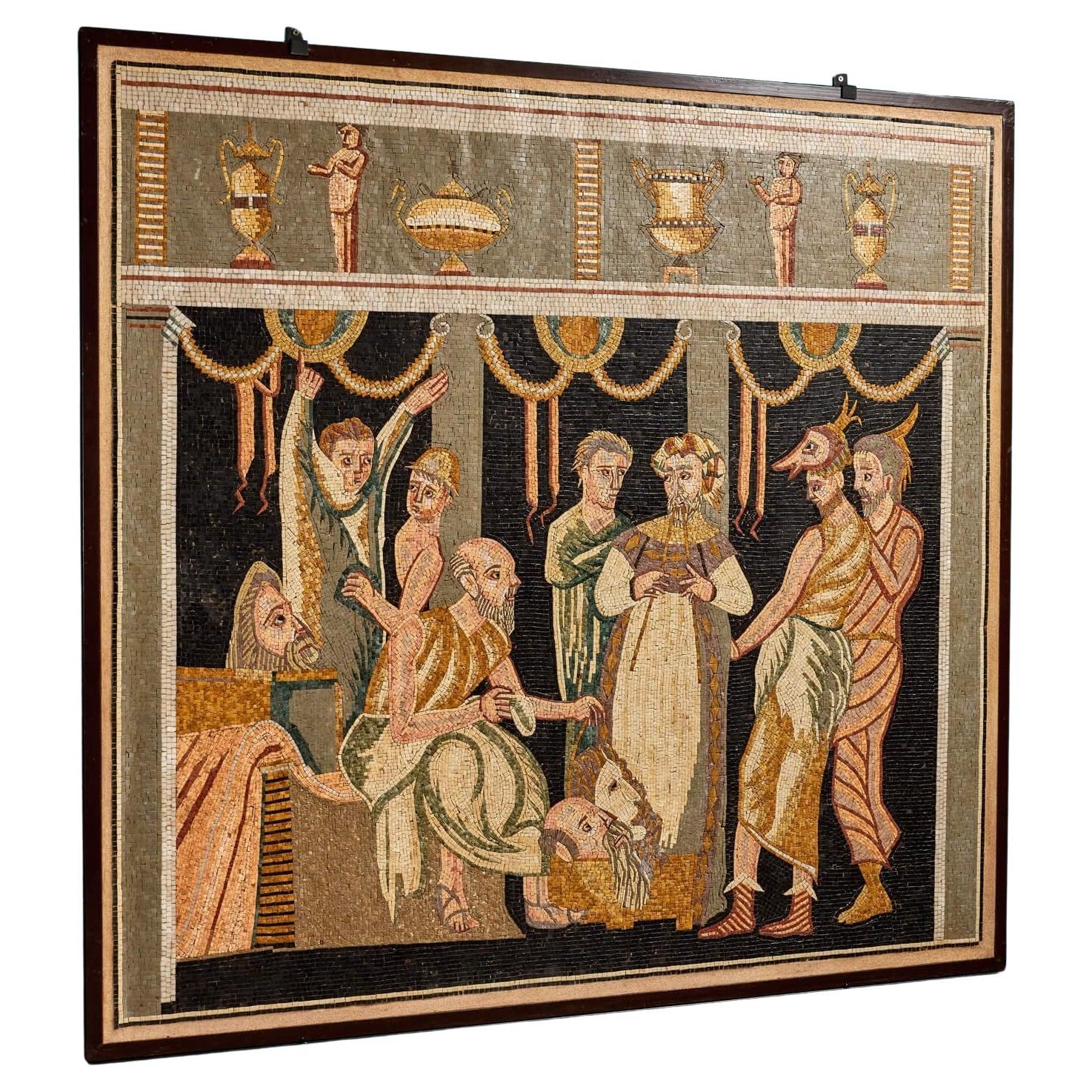 Greek Mosaic Wall Panel Depicting Tereus For Sale