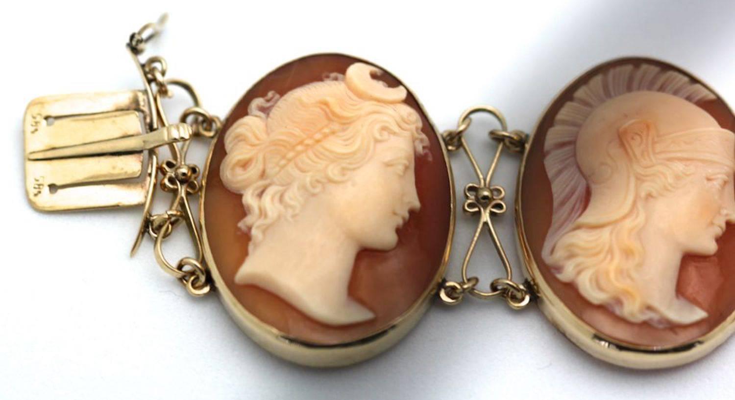Victorian Greek Mythology Cameo Bracelet 14 Karat Very Fine