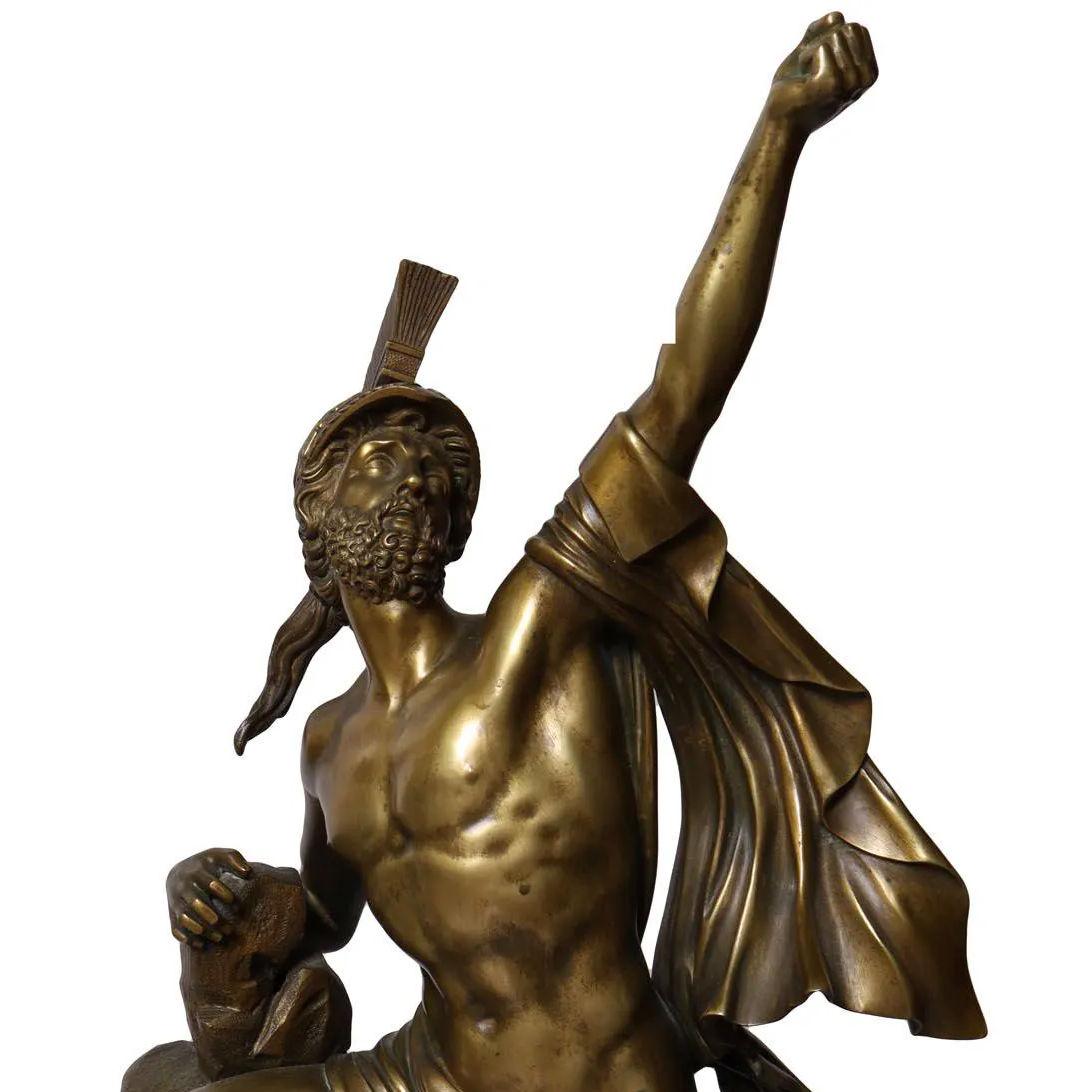 French Greek Neoclassical Bronze Mantel Clock by Honore Pons For Sale