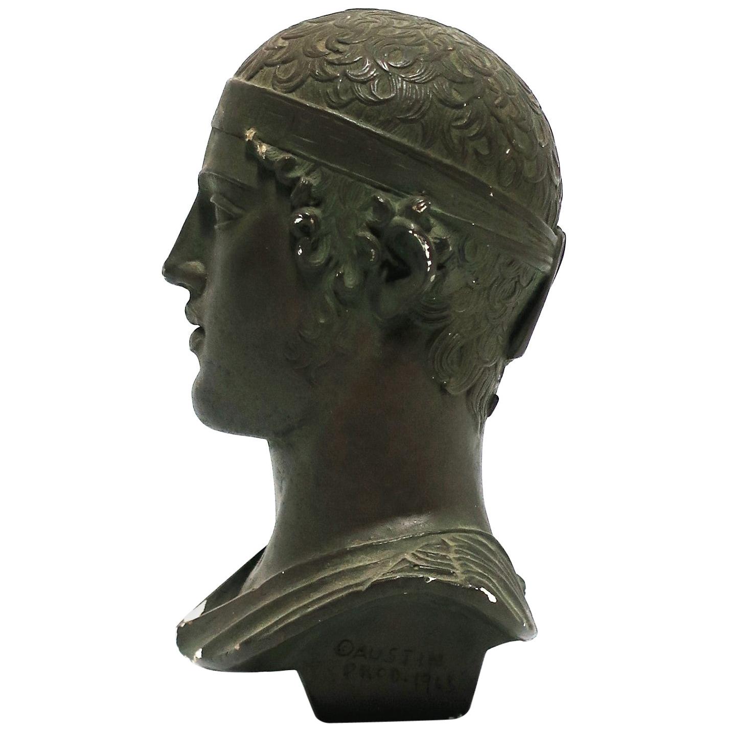 Greek or Roman Head Bust Sculpture, 1965