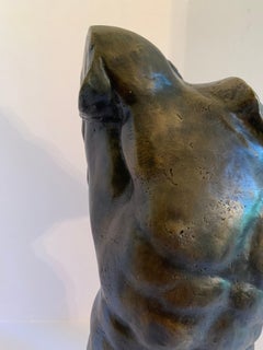 Greco Roman Metal Sculpture of Male Nude Torso