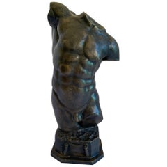 Greco Roman Metal Sculpture of Male Nude Torso