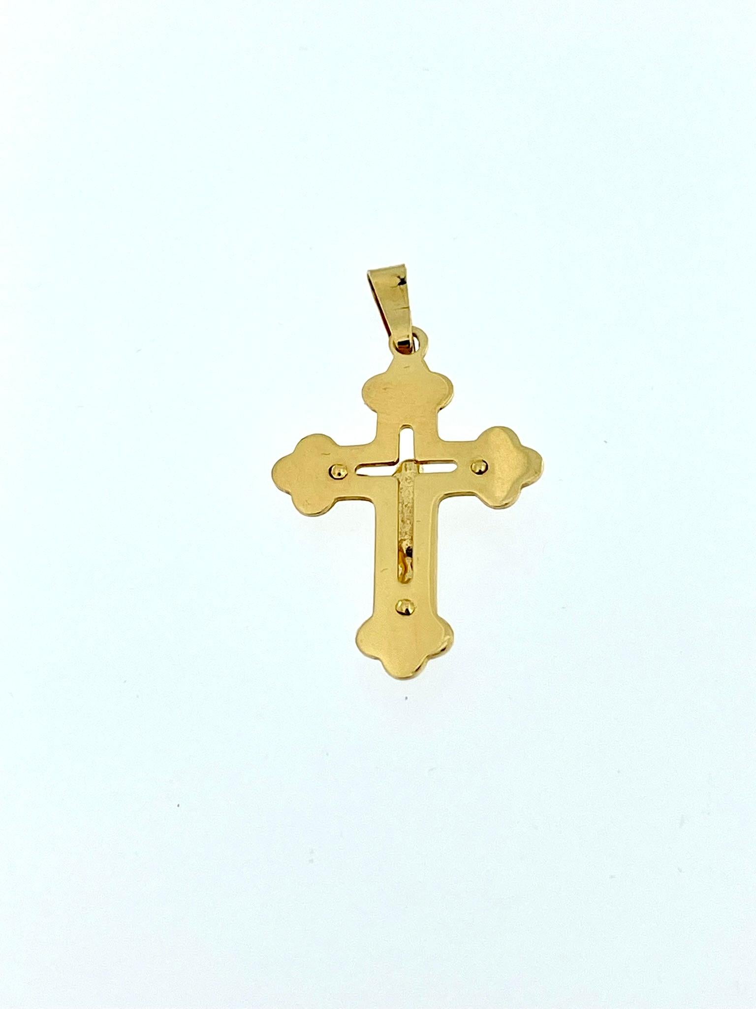 Griechisch-orthodoxes Kruzifix aus 18 Karat Gelbgold (Byzantinisch)