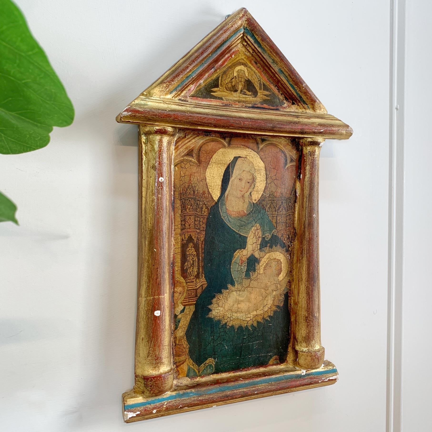 Hand-Crafted Greek Orthodox 19th Century Icon Painting on Wood