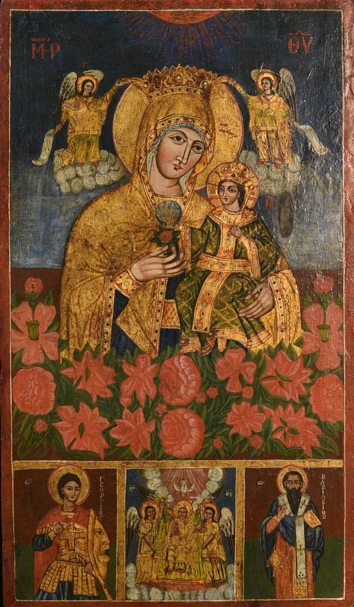 Greek orthodox icon (painted around the year 1800). 

At the top: 