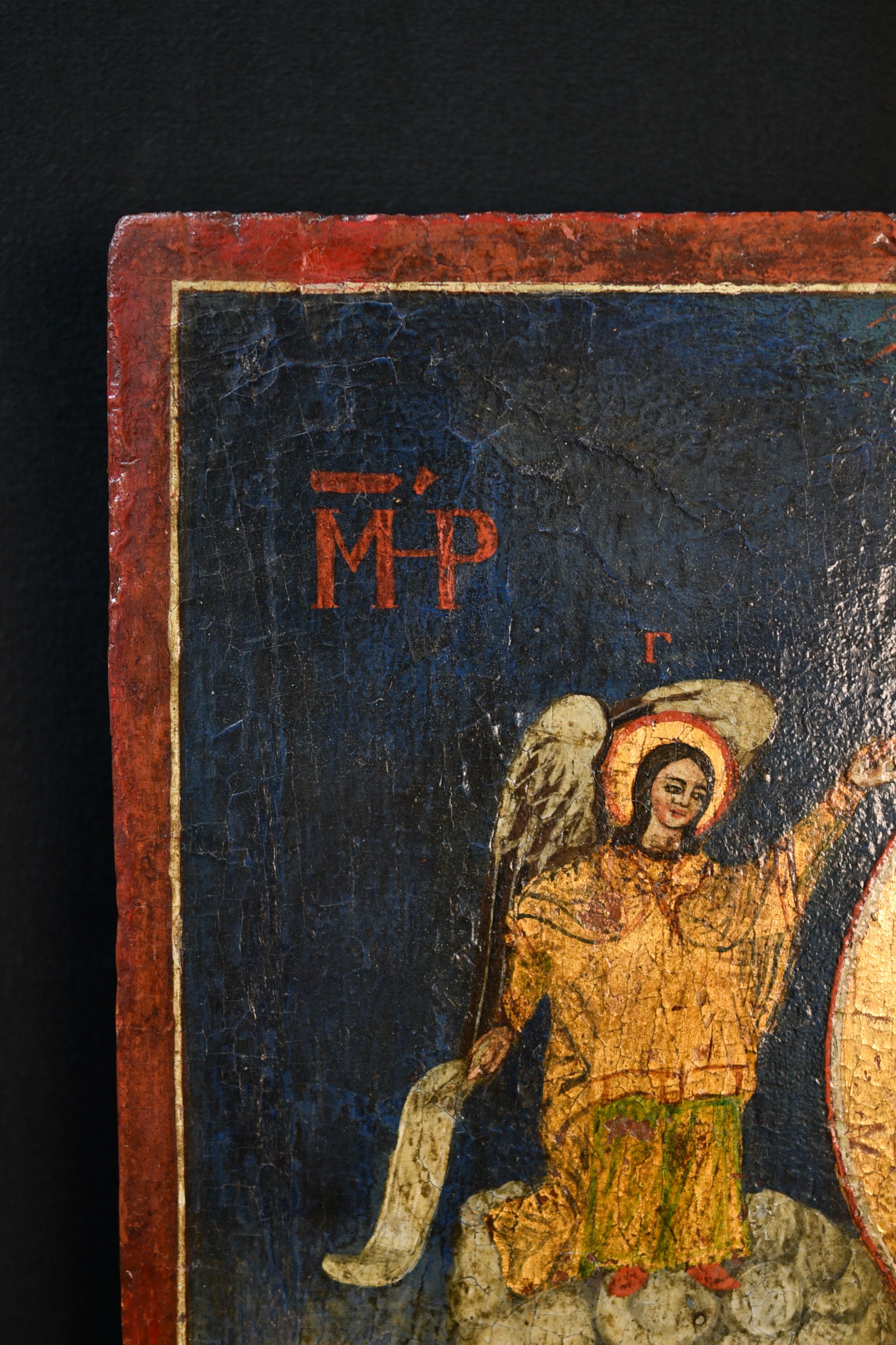 Hand-Painted Greek orthodox icon (1800) painted on wooden pannel For Sale